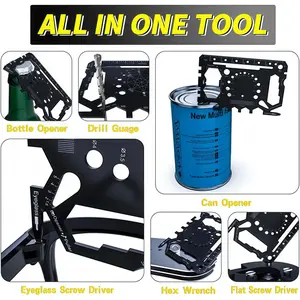 Slim Minimalist Survival Card Wallet Tool Card, Credit Card Size Multitool, Wallet Engineering Ruler Scale, Multitool Card Pocket Tool(Bottle Opener, Screwdrivers, Phone Stand & More)