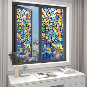 Static Frosted Glass Sticker, Colorful Printed Design Privacy Glass Decorative Sticker, Home and Office Decoration for Windows and Doors