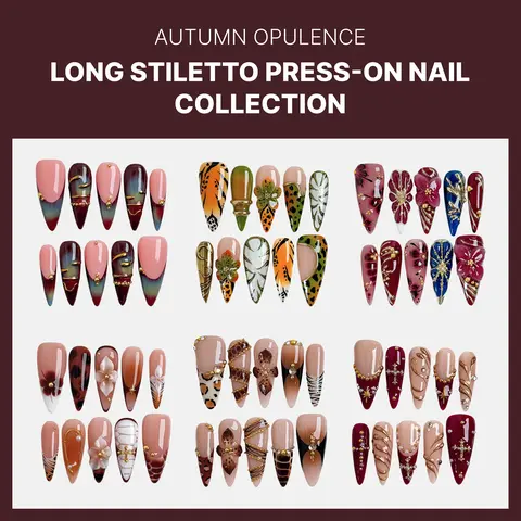 Younique Nails STILETTO COLLECTION Handmade Reusable Acrylic Luxury Fake Press On Press-On Salon Quality Set Week Wear RHINESTONE Kit Glossy Tip Shape Sea Blue Floral Detail Base Nude French Design Eye Halloween Day Jewel Mixed Multi Pearl
