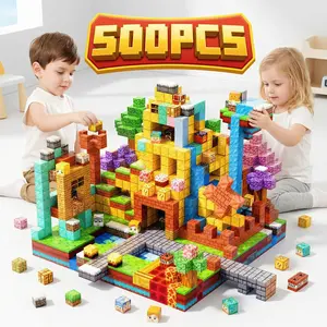Magnetic Blocks-500pcs Set | STEM Montessori Sensory Magnetic Building Blocks in Random Assorted Styles | Large Magnetic Tiles, Magnet Cubes for 3D Spatial Thinking | Creative Construction Christmas Birthday Gift for Kids 3-8