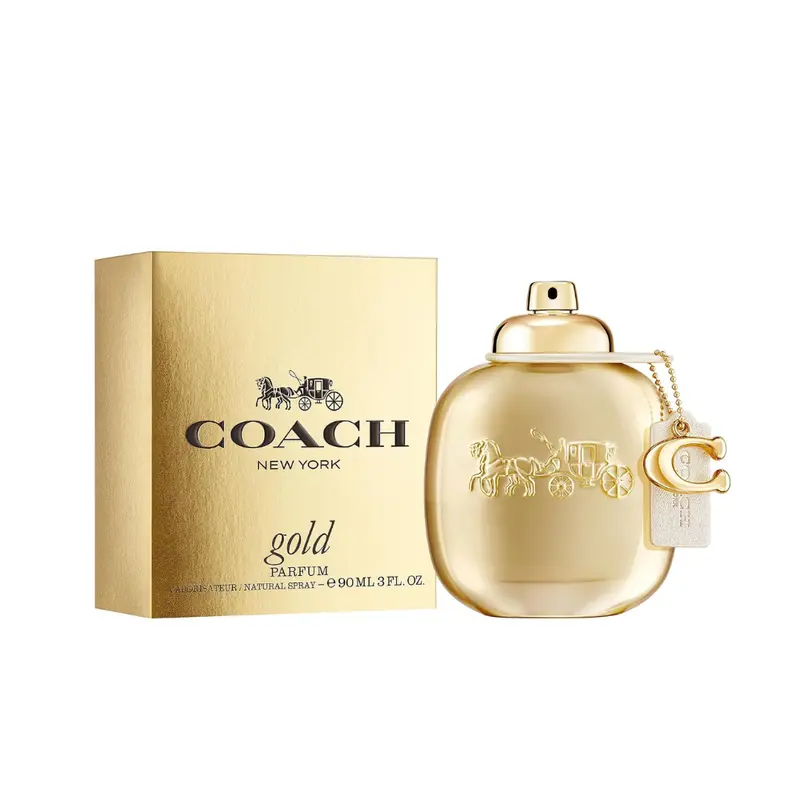 Coach New York Gold Parfum for Women 3 oz - Warm Vanilla Perfume, Amber Floral Luxury Fragrance with Almond Blossom & Amber, Long-Lasting Women's Personal Care Scent