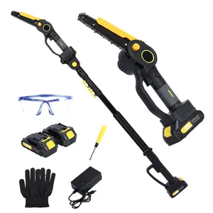2-in-1 Cordless Pole Saw & Mini Chainsaw, Brushless Electric Chain Saw with 2 x 2.0Ah Battery, 4.9-7.5ft Adjustable Pole Saw for Tree Pruning