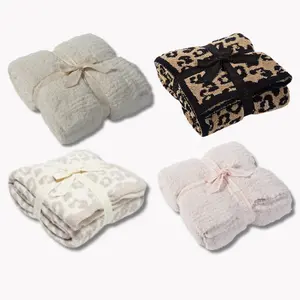 Barefoot Dreams Leopard/Stone/Cream 54x72 Blanket Soft 100% Polyester Cozy Plush for Warmth Relaxing All Season Use Vintage Style Flat Weave Design