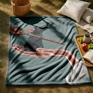 1 piece Ratatouille themed flannel blanket - Microfiber comfortable flannel sofa blanket, suitable for beds and sofas, all-season use, modern design, digitally printed pattern, 100% polyester material, machine washable, suitable for camping, naps