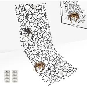 6 Pack Tarantula Enclosure Accessories Jumping Spider Habitat Accessories with 16pcs Magnets Spider Terrarium Decoration Praying Mantis Habitat Jumping Spider Climbing Mesh Black