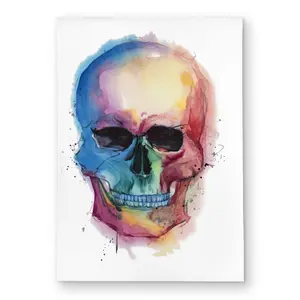 Begin Home Decor C1ROAR57TZFG7N 5 x 7 ft. Watercolor Colorful Skull Rectangle Area Rug - Modern Bedroom Outdoor Decor