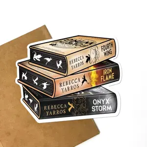 Fourth Wing Book Stack Sticker, The Empyrean Romantasy reader Fourthwing vinyl sticker, Kindle Bookish Sticker, Onyx Storm Book Sticker