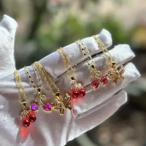 Cherry Gold Plated Necklace - Perfect for Valentine's Day