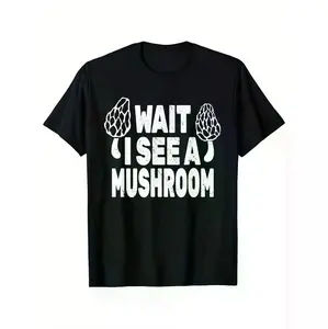 Mushroom Graphic Tee Made From 100 Cotton Ideal For Casual Outings And Fitness Activities