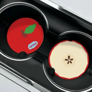 Set of 2 Cute Fruit Pattern Car Coasters, Various Styles for Car Cup Holders, Non-Slip Mats for Home Desktop Water Cups, And Decorative Non-Slip Interior for Car Cup Holders.