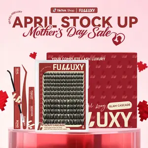 Fulluxy GLAM CASCADE Kit Everyday Luxe Volume Fluffy, Long-Lasting & Easy DIY | Complete Set with Glue Remover & Tweezer for Beginners | One Layer = Bold, Luxe Volume