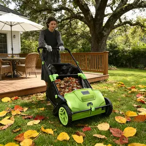 Push Lawn Sweeper 112*66.5*90cm Leaf & Grass Collector with 3.5 cu. ft. Mesh Collection Hopper Bag, 2 Spinning Brushes & Strong Rubber Wheels VEVOR Super Brand Day