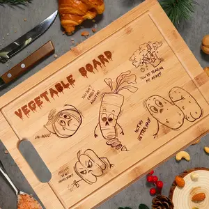 1pc, Chopping Board, Bamboo Cutting Board, Engraving Cutting Board, Vegetable Murder Cutting Board, Laser Engraved Funny Bamboo Cutting Board, Humorous Wooden Chopping Board, Kitchen Decor, Christmas Housewarming Gift Idea