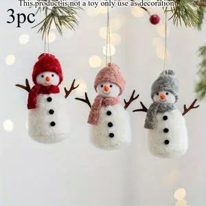 3pcs Festive Snowman Christmas Ornament Set - Adorable White & Black Holiday Decor for Living Room, Bedroom, Dining Area, Office | Perfect for All Seasons & as a Thoughtful Gift, Christmas Decorations