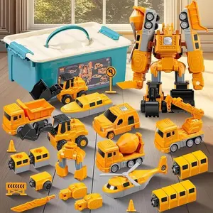 Magnetic Robot Transforming Engineering Cars Assembled Toy Set 35-Piece 8-in-1 Building Blocks Educational Toy for Kids Toddlers Outdoor Play, The Best Gift For Children's Day or Birthday