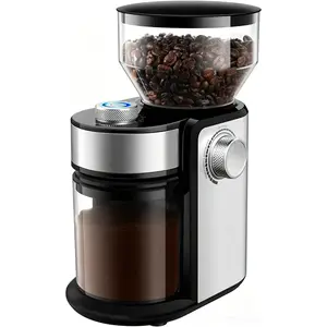 Electric Burr Coffee Bean Grinder Mill 16 Precise Adjustable Grind Settings Suitable for 2-14 Cups Coffee Powder Maker Home Kitchen Coffee Brewing Accessory Silver