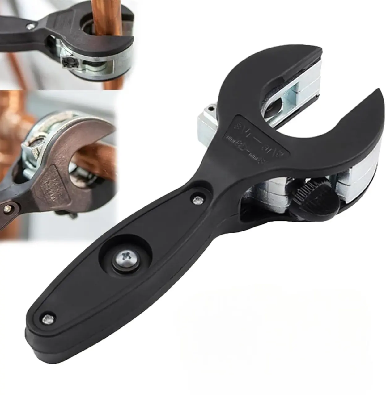 Ratcheting Pipe Cutter,2 in 1 Close Quarters Tube Compact Cutter,Large Bearing Type Pipe Ratchet Cutter, Ratcheting Pvc Cutter For Cutting 5/16" to 1-1/8" Copper, Pvc, Soft Metals,Black