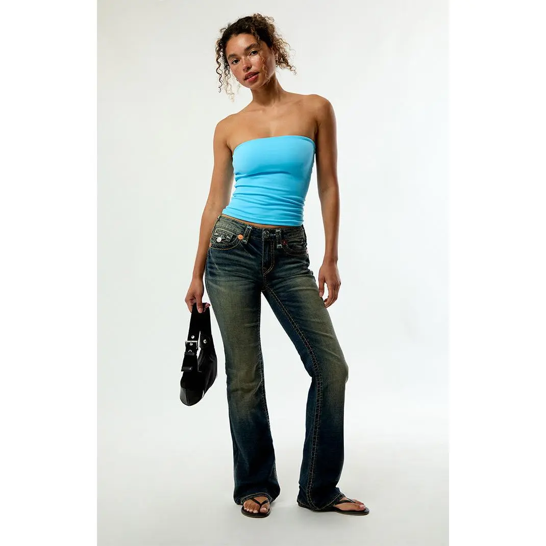 True Religion Women's Becca Mid Rise Super T Bootcut Jeans