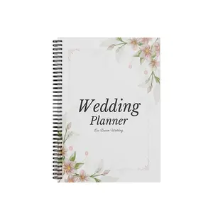 Elegant Wedding Planner Notebook Journal, Floral Cover Design, 58 Pages for Bridal Planning & Budgeting, Budget Organization, Simple Spiral Bound Guest Book Alternative, Monthly Budget Planner