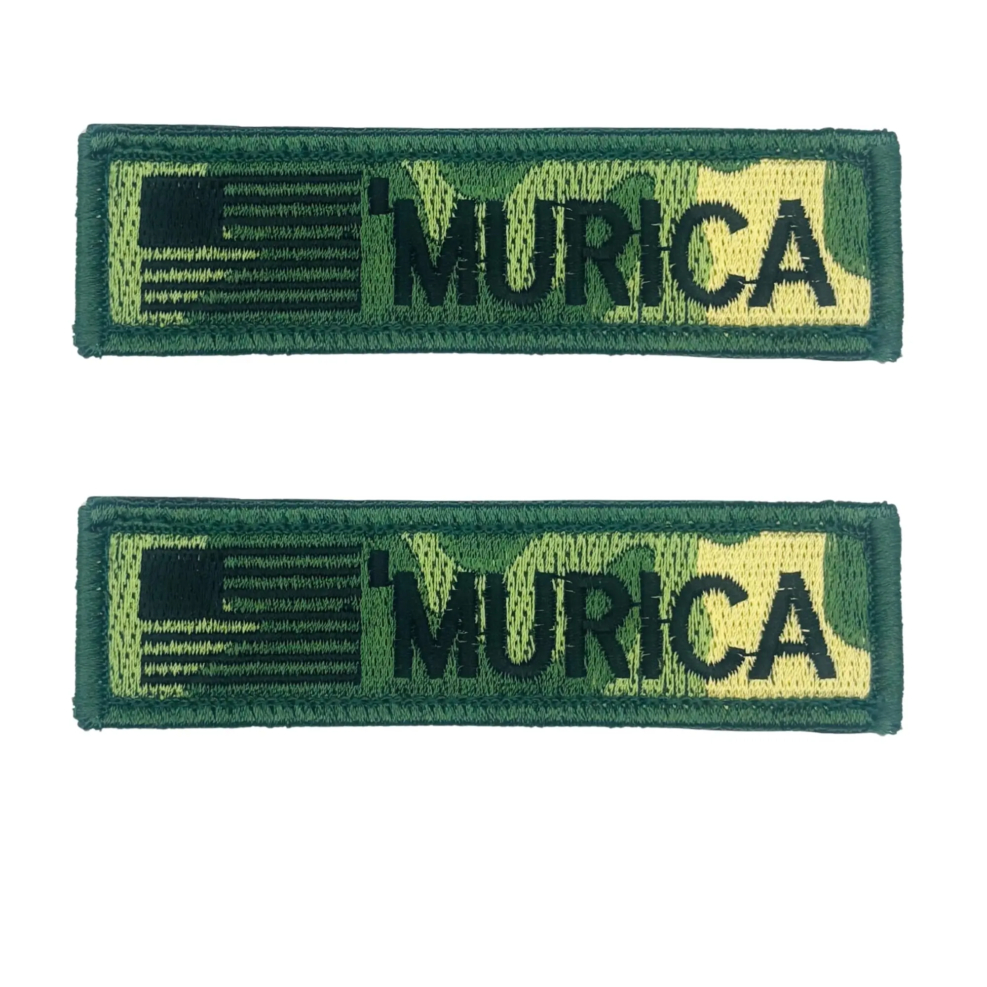 2PC Murica Green Camo 4x1 Inch Hook Fastener Patch for Uniforms, Clothing, Costumes, and More