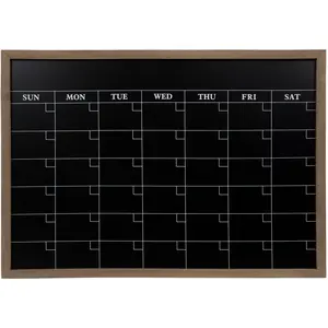 Chalkboard Style Wall Calendar, 21.63" H x 30.75" W x 0.81" D, Black White & Brown for Home Office Daily Planning Decor