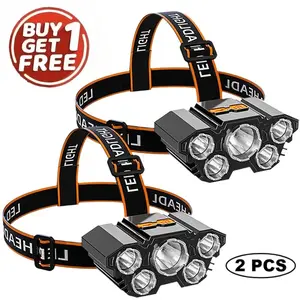 Multi-LED Rechargable Headlamp High brightness, Led Head Lamp with 4 Modes, Waterproof Head Lights For Forehead, Hard Hat Light, Adjustable Head Flashlight For Adults, Bright Coast Headlamp for Outdoor Camping, Hiking, Running