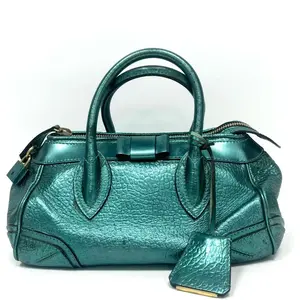 Pre-owned BURBERRY Blaze Boston Handbag, Pearlescent Dark Green, Base Length 22cm, Serial S599 N23062812