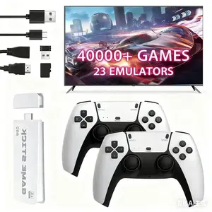 Vintage Game Console Stick with over 200k Games, 19 Emulators, 2 Wireless Controllers, 4K Output, 64GB SD Card, Portable Gaming System