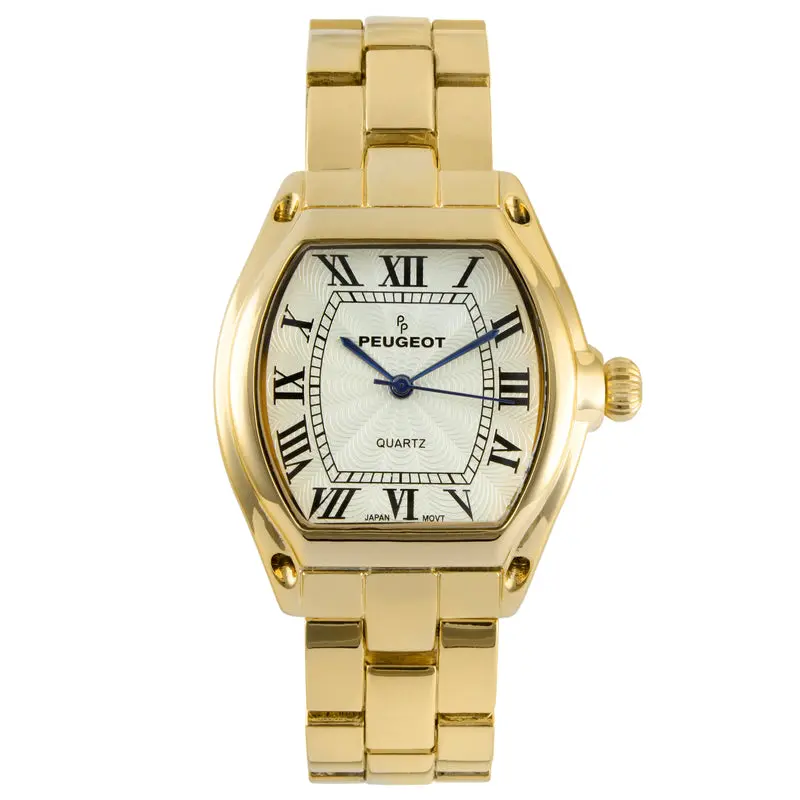Peugeot Women's Gold Status Bracelet Watch 36x33mm Barrel Shape Roman Dial