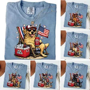 Comfort Colors 50+ Dog Funny 4th of July Shirt, Retro Golden Retriever Drinking Dr Pepper Shirt, Funny Summer Beach Dog Shirt, Patriotic Dogs Shirt, Dr Pepper Lover Dog Shirt, Dachshund 4th Of July Shirt, 4th of July Dog - AG