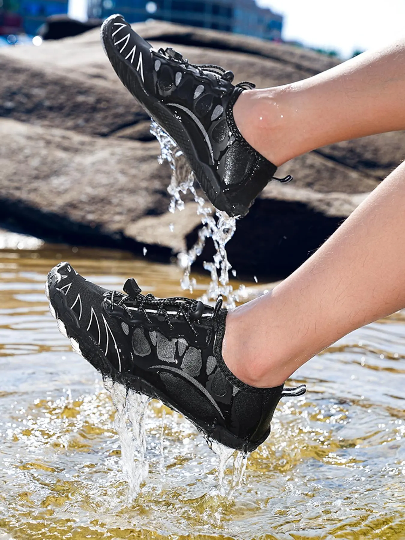 Unisex Colorblock Quick Drying Water Shoes, Lightweight Breathable Beach Shoes, Multifunctional Sea Shoes for Swimming, Surfing, Pool, Wading Shoes, Water Aqua Shoes, Water Footwear