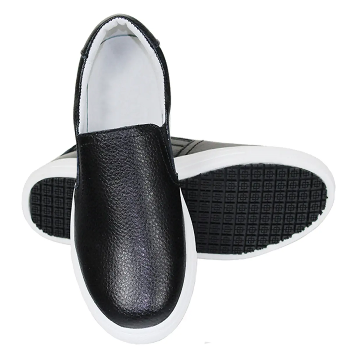 Women's Slip and Oil Resistant Work Shoes Leather Slip On Sneakers Casual Soft Restaurant Safety Shoes