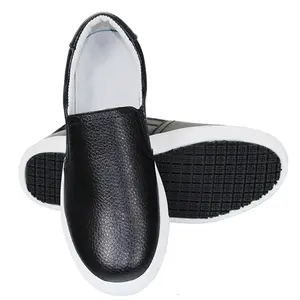 Women's Slip and Oil Resistant Work Shoes Leather Slip On Sneakers Casual Soft Restaurant Safety Shoes