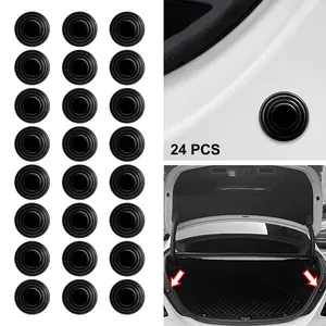 24PCS Car Door Shock Absorber Cushion Gasket Decoration Sticker,Door Closing Buffer Silencer Silicone Pad, Door Side Sound Insulation Protection Self-Adhesive Device, Universal Car Exterior Accessory