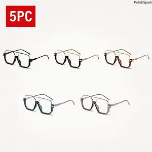 Unisex 5-Pack Lightweight Blue Light Blocking Aviator Sunglasses, Semi-Rimless PC+Metal Frame Sports Eyewear, Anti-Eyestrain HD Glass for Office/Gaming Daily Wear summervibes