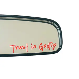 [2pcs 3inch] Red Trust in God Car Rearview Mirror Sticker, Car Rearview Mirror Decal, Car Decals, Inspirational Vinyl Sticker, Ideal Christian Gift,a small gift let Believe in the power of faith