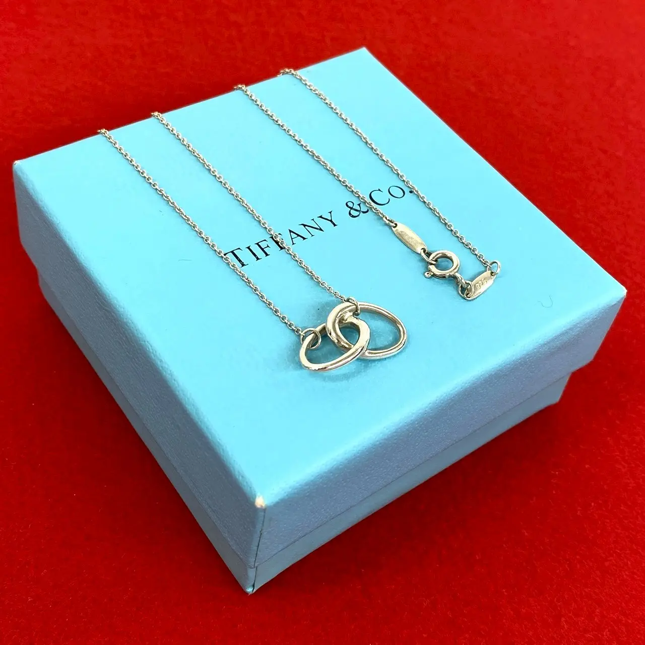 Pre-owned Tiffany & Co. Sterling Silver 925 (Ag925) Small Leather Goods Tiffany&Co. Interlocking Silver Necklace