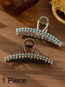 European And American Bohemian Style 1pc Women's Retro Fashion Personalized Rhinestone Beaded Hair Clip, The Rhinestones Will Reflect Different Colors Under Sunlight And Lighting, Suitable For Long Hair Girls To Wear In All Seasons