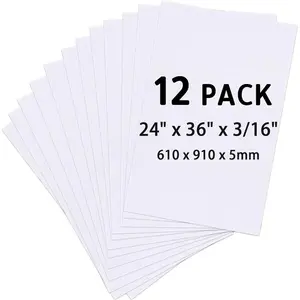 Board 24" x 36", 12 Pack White  Poster Board, 3/16" Thick  Core Board, Double-Sided Large Poster Board for Crafts, School Projects, Painting, Presentation & Display