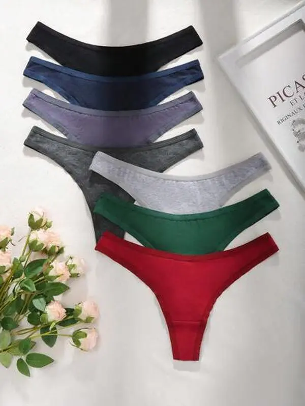 7 Pcs/Set Seamless Underwear, Solid Color Fashion, Suitable For Summer