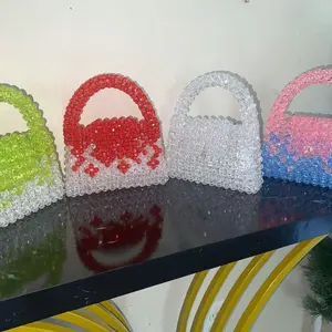 Handmade Crystal Beaded Bag Women's Beaded Handbag with Clear Accents Handcrafted Bag