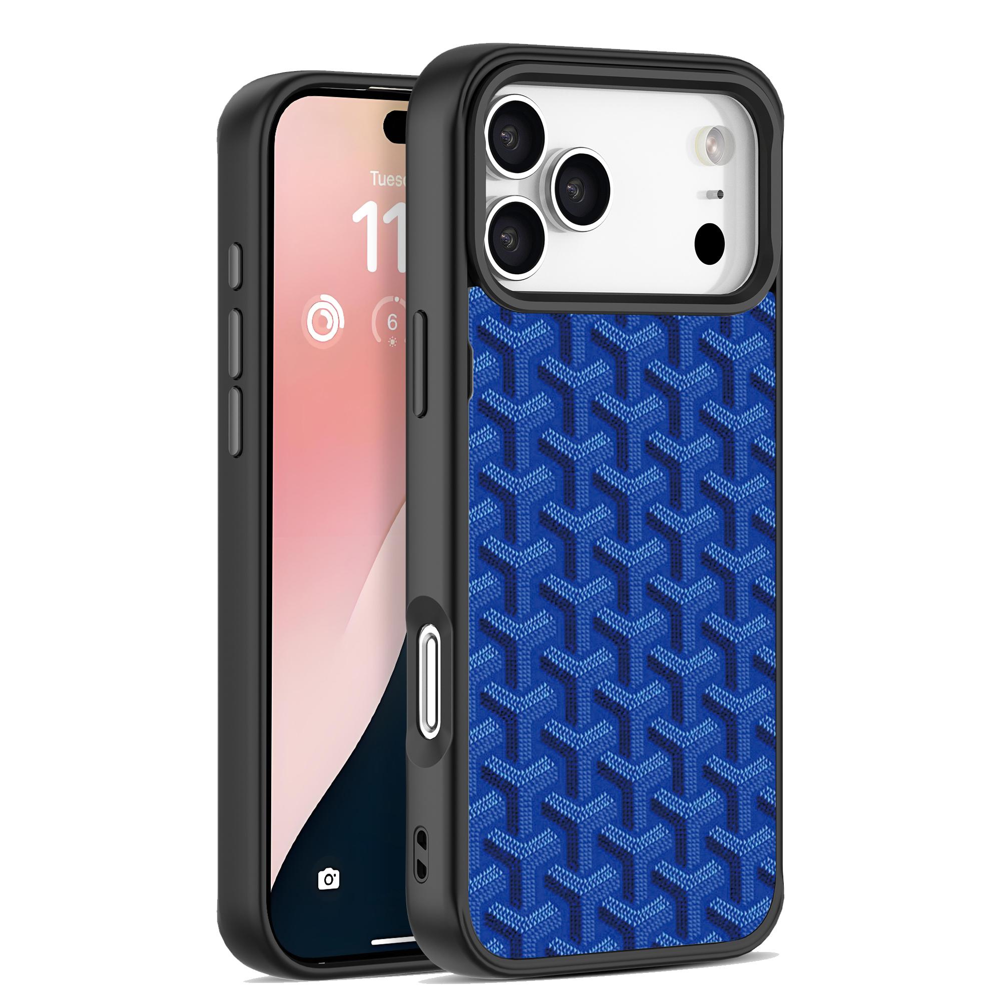 MagSafe Luxury Leather Texture Case for iPhone 17 16 15 14 13 12Pro Max 17 Air | Orange Chevron Pattern, Electroplated Shockproof Protective Phone Cover, Aesthetic Designer Case for Women Men