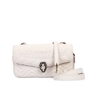 Pre-owned Bvlgari Lambskin Crossbody Bags Serpenti Forever White 42717600