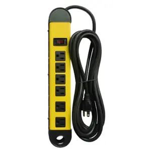 212 MAIN Metal Body Power Strip - 6-Outlet UL Certified Electrical Tech Accessory with Clip-On Plug, Keyhole Slots, Cord Management, Compact Design, Lighted Switch, Tech Accessories