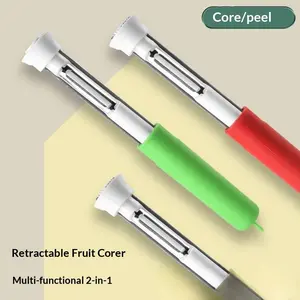 Two-In-One Apple Corer and Peeler, Stainless Steel Fruit Core Remover, Kitchen Tool for Apples Pears Bell Peppers Cakes, Adjustable Core Remover