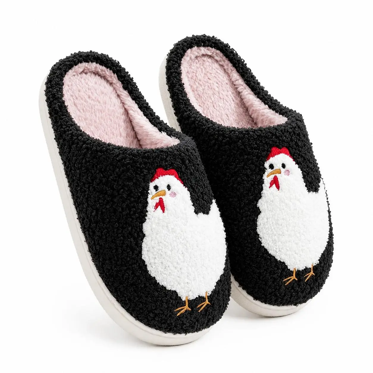Women's Cute Cartoon Chicken Plush Slippers Casual Soft Comfortable Home Footwear Warm for Indoor Fall Winter Use Non-Slip Indoor Outdoor Walking Shoes