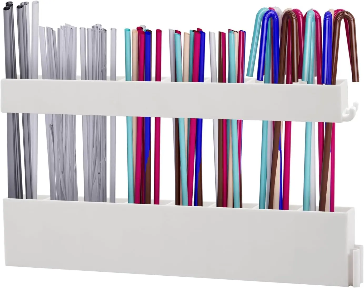 Straw Holder Straw Organizer  Straw Holder Storage for Drinking Straws Cabinet Door Mounted (White)