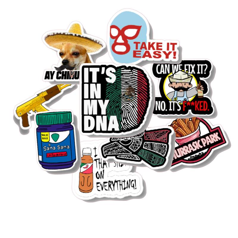 Mexican Themed Parody Sticker Pack - 30 Durable 3mm Stickers, All-Season & Dishwasher Safe  Decorative Decor Set Vinyl Tiles Sticker Ornaments Multicolor