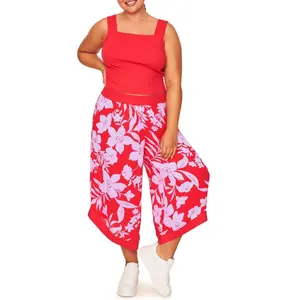 Adore Me Women's Evi PJ Lounge 3X / Bold Botanicals C01 Red.