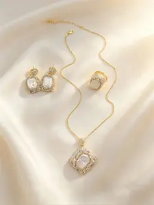 Women's Baroque 3-Piece Jewelry Set, Elegant Design, Metal Plated, Alloy Chain Material, Choking Hazard Warning